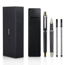 ديلي قلم حبر جل 0.5 مم - أسود - بدن غامق علاقة معدن مع علبة هدية - S158